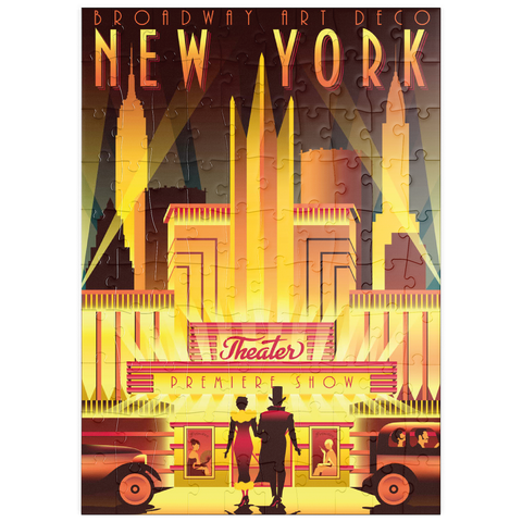 puzzleplate New York Night Broadway, Art Deco style Vintage Poster, Illustration 100 Puzzle