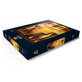 Darstellung des Puzzle Motivs New York Night Broadway, Art Deco style Vintage Poster, Illustration - Puzzleteile: 200