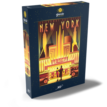 New York Night Broadway, Art Deco style Vintage Poster, Illustration 500 Puzzle Schachtel Ansicht2
