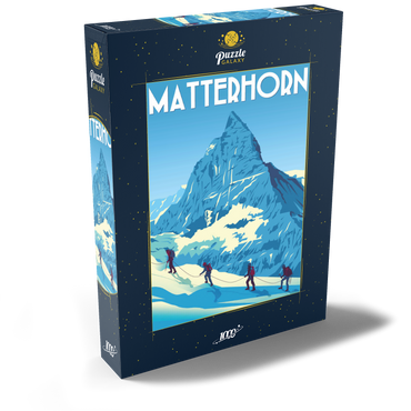 Matterhorn Schweiz, Art Deco style Vintage Poster, Illustration 1000 Puzzle Schachtel Ansicht2