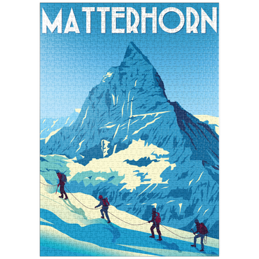 puzzleplate Matterhorn Schweiz, Art Deco style Vintage Poster, Illustration 1000 Puzzle