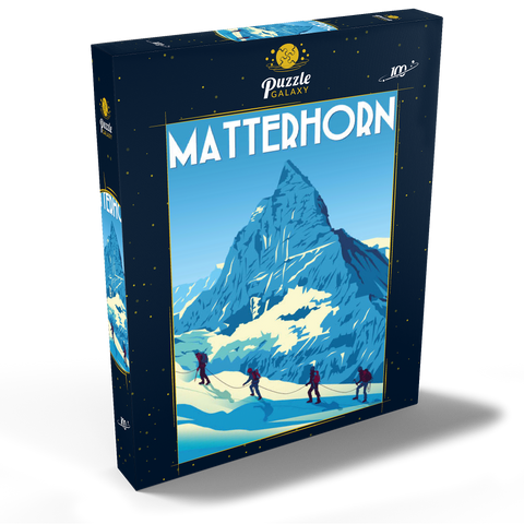 Matterhorn Schweiz, Art Deco style Vintage Poster, Illustration 100 Puzzle Schachtel Ansicht2