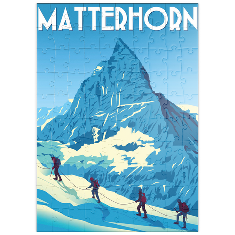 puzzleplate Matterhorn Schweiz, Art Deco style Vintage Poster, Illustration 100 Puzzle