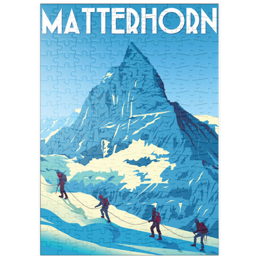 puzzleplate Matterhorn Schweiz, Art Deco style Vintage Poster, Illustration 200 Puzzle