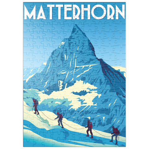 puzzleplate Matterhorn Schweiz, Art Deco style Vintage Poster, Illustration 200 Puzzle