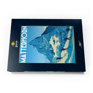 Matterhorn Schweiz, Art Deco style Vintage Poster, Illustration 500 Puzzle Schachtel Ansicht3