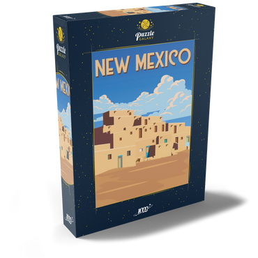 New Mexico, USA, Art Deco style Vintage Poster, Illustration 1000 Puzzle Schachtel Ansicht2
