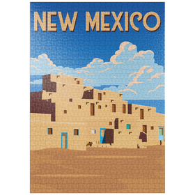 Darstellung des Puzzle-Motivs New Mexico, USA, Art Deco style Vintage Poster, Illustration – Puzzleteile: 1000