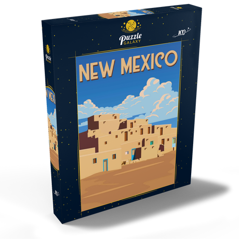 New Mexico, USA, Art Deco style Vintage Poster, Illustration 100 Puzzle Schachtel Ansicht2