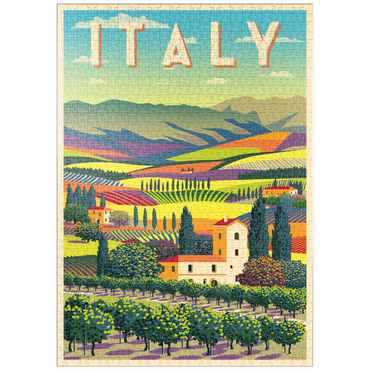 puzzleplate Romantische ländliche Landschaft, Italien, Art Deco style Vintage Poster, Illustration 1000 Puzzle