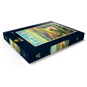 Darstellung des Puzzle Motivs Romantische ländliche Landschaft, Italien, Art Deco style Vintage Poster, Illustration - Puzzleteile: 100