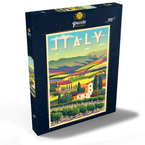 Romantische ländliche Landschaft, Italien, Art Deco style Vintage Poster, Illustration 200 Puzzle Schachtel Ansicht2