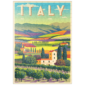 Darstellung des Puzzle-Motivs Romantische ländliche Landschaft, Italien, Art Deco style Vintage Poster, Illustration – Puzzleteile: 200