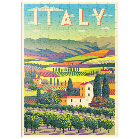 puzzleplate Romantische ländliche Landschaft, Italien, Art Deco style Vintage Poster, Illustration 200 Puzzle
