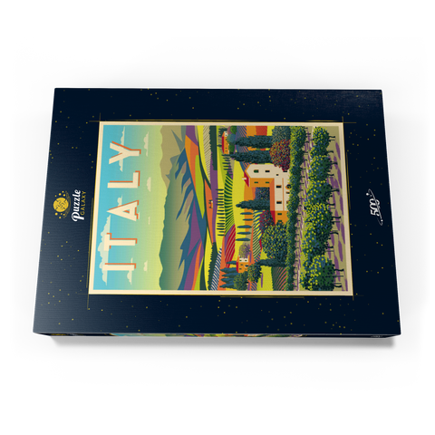 Romantische ländliche Landschaft, Italien, Art Deco style Vintage Poster, Illustration 500 Puzzle Schachtel Ansicht3