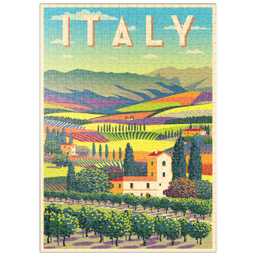 puzzleplate Romantische ländliche Landschaft, Italien, Art Deco style Vintage Poster, Illustration 500 Puzzle
