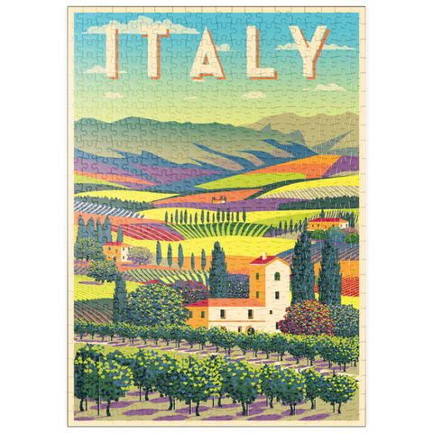puzzleplate Romantische ländliche Landschaft, Italien, Art Deco style Vintage Poster, Illustration 500 Puzzle