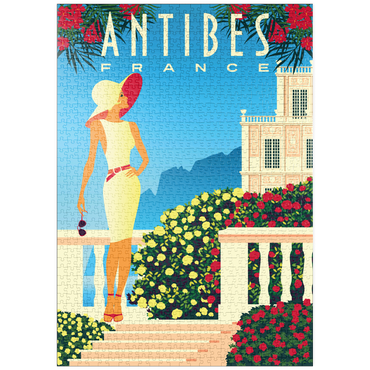 puzzleplate Côte d'Azur, Art Deco style Vintage Poster, Illustration 1000 Puzzle