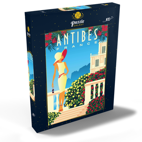 Côte d'Azur, Art Deco style Vintage Poster, Illustration 100 Puzzle Schachtel Ansicht2