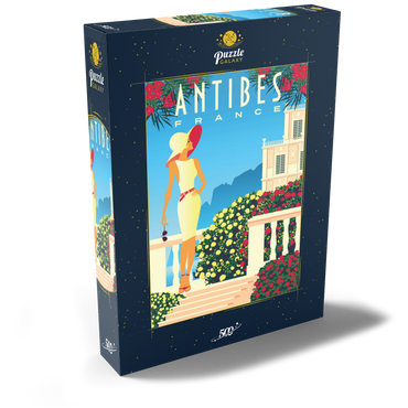 Côte d'Azur, Art Deco style Vintage Poster, Illustration 500 Puzzle Schachtel Ansicht2