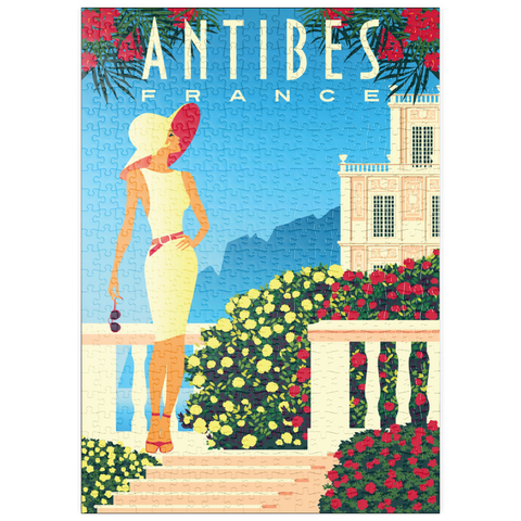puzzleplate Côte d'Azur, Art Deco style Vintage Poster, Illustration 500 Puzzle