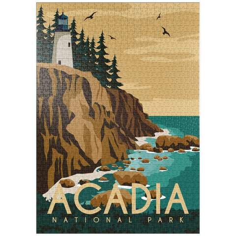 puzzleplate Acadia-Nationalpark, Maine, USA, Art Deco style Vintage Poster, Illustration 1000 Puzzle