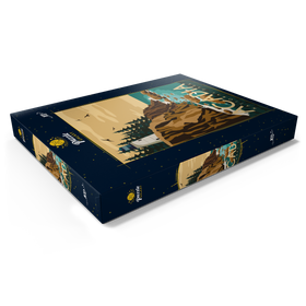 Darstellung des Puzzle Motivs Acadia-Nationalpark, Maine, USA, Art Deco style Vintage Poster, Illustration - Puzzleteile: 100