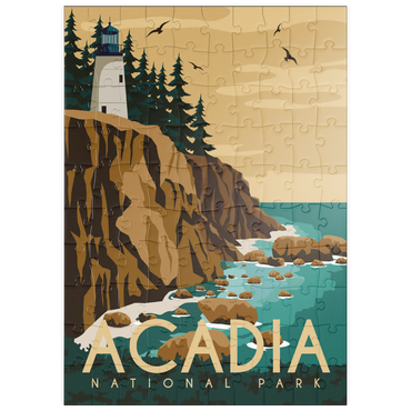puzzleplate Acadia-Nationalpark, Maine, USA, Art Deco style Vintage Poster, Illustration 100 Puzzle