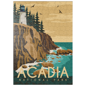 Darstellung des Puzzle-Motivs Acadia-Nationalpark, Maine, USA, Art Deco style Vintage Poster, Illustration – Puzzleteile: 200