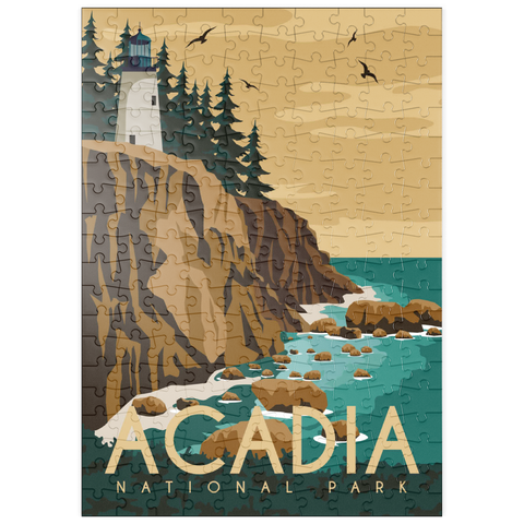 puzzleplate Acadia-Nationalpark, Maine, USA, Art Deco style Vintage Poster, Illustration 200 Puzzle