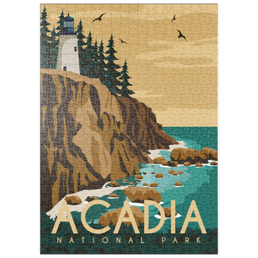 puzzleplate Acadia-Nationalpark, Maine, USA, Art Deco style Vintage Poster, Illustration 500 Puzzle