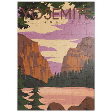 puzzleplate Yosemite National Park Central California, USA, Art Deco style Vintage Poster, Illustration 100 Puzzle