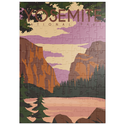 puzzleplate Yosemite National Park Central California, USA, Art Deco style Vintage Poster, Illustration 100 Puzzle
