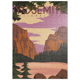 Darstellung des Puzzle Motivs Yosemite National Park Central California, USA, Art Deco style Vintage Poster, Illustration - Puzzleteile: 100