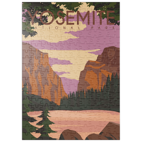 Darstellung des Puzzle-Motivs Yosemite National Park Central California, USA, Art Deco style Vintage Poster, Illustration – Puzzleteile: 200