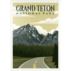 Darstellung des Puzzle-Motivs Wyoming nationalpark, Art Deco style Vintage Poster, Illustration – Puzzleteile: 1000