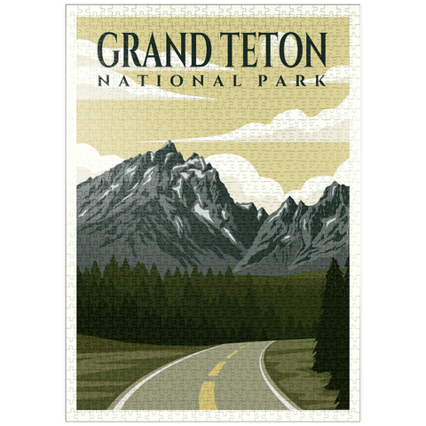 puzzleplate Wyoming nationalpark, Art Deco style Vintage Poster, Illustration 1000 Puzzle