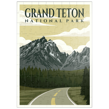 puzzleplate Wyoming nationalpark, Art Deco style Vintage Poster, Illustration 100 Puzzle