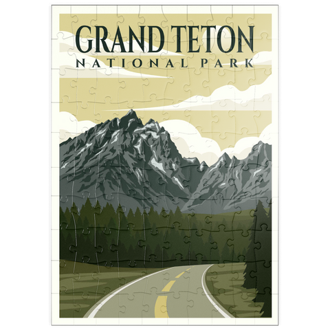 puzzleplate Wyoming nationalpark, Art Deco style Vintage Poster, Illustration 100 Puzzle