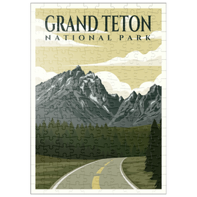 Darstellung des Puzzle Motivs Wyoming nationalpark, Art Deco style Vintage Poster, Illustration - Puzzleteile: 200