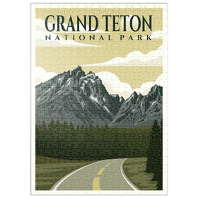 Darstellung des Puzzle-Motivs Wyoming nationalpark, Art Deco style Vintage Poster, Illustration – Puzzleteile: 500