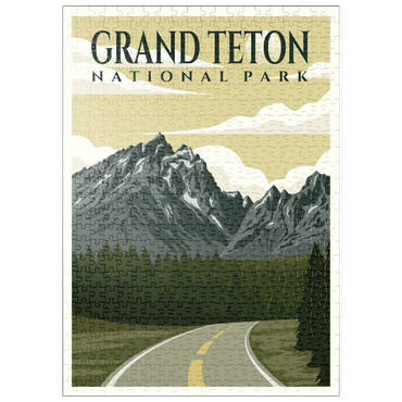 puzzleplate Wyoming nationalpark, Art Deco style Vintage Poster, Illustration 500 Puzzle