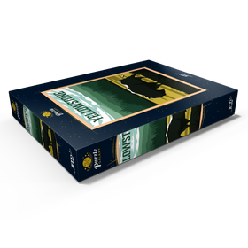 Darstellung des Puzzle Motivs Bisons im Yellowstone-Nationalpark, Art Deco style Vintage Poster, Illustration - Puzzleteile: 1000