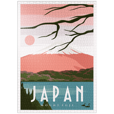 puzzleplate Berg Fuji, Japan, Art Deco style Vintage Poster, Illustration 1000 Puzzle