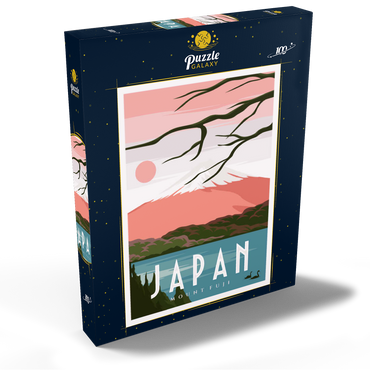 Berg Fuji, Japan, Art Deco style Vintage Poster, Illustration 100 Puzzle Schachtel Ansicht2