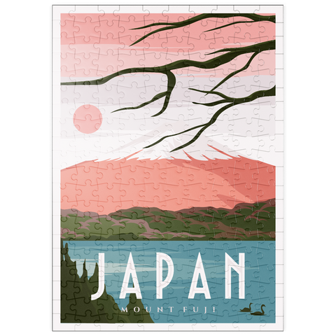 puzzleplate Berg Fuji, Japan, Art Deco style Vintage Poster, Illustration 200 Puzzle