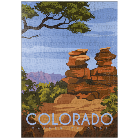puzzleplate Garden of Gods, Colorado USA, Art Deco style Vintage Poster, Illustration 1000 Puzzle