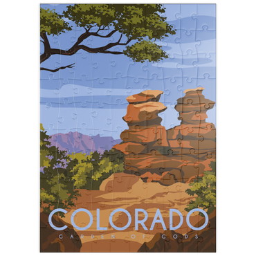 puzzleplate Garden of Gods, Colorado USA, Art Deco style Vintage Poster, Illustration 100 Puzzle