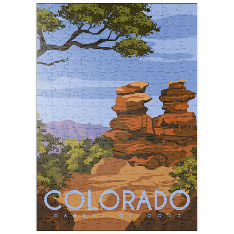 puzzleplate Garden of Gods, Colorado USA, Art Deco style Vintage Poster, Illustration 200 Puzzle