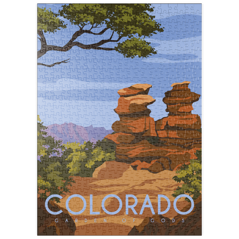 puzzleplate Garden of Gods, Colorado USA, Art Deco style Vintage Poster, Illustration 500 Puzzle